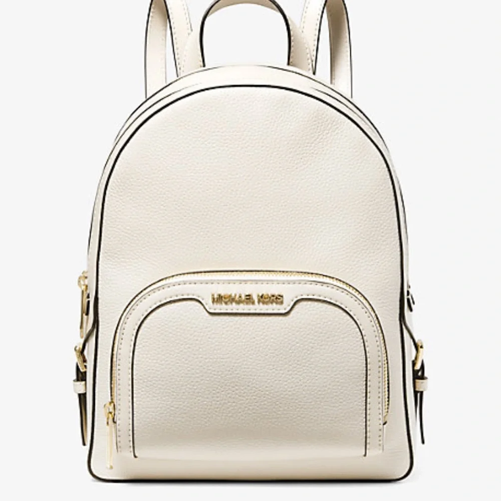 Michael Kors Jaycee Medium Pebbled Leather Backpack Light Cream